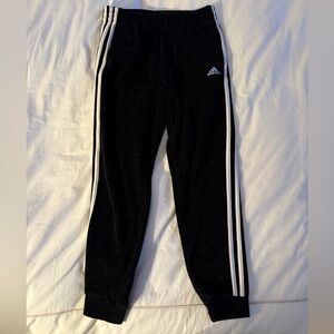 Adidas Kids Black Joggers with White Stripes